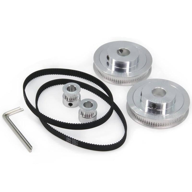 Zeelo 2PCS Set GT2 Synchronous Wheel 20&80 Teeth 12mm Bore Aluminum Timing Pulley with 2PCS Length 250mm Width 6mm Belt (20-80T-12B-6) - Image 3